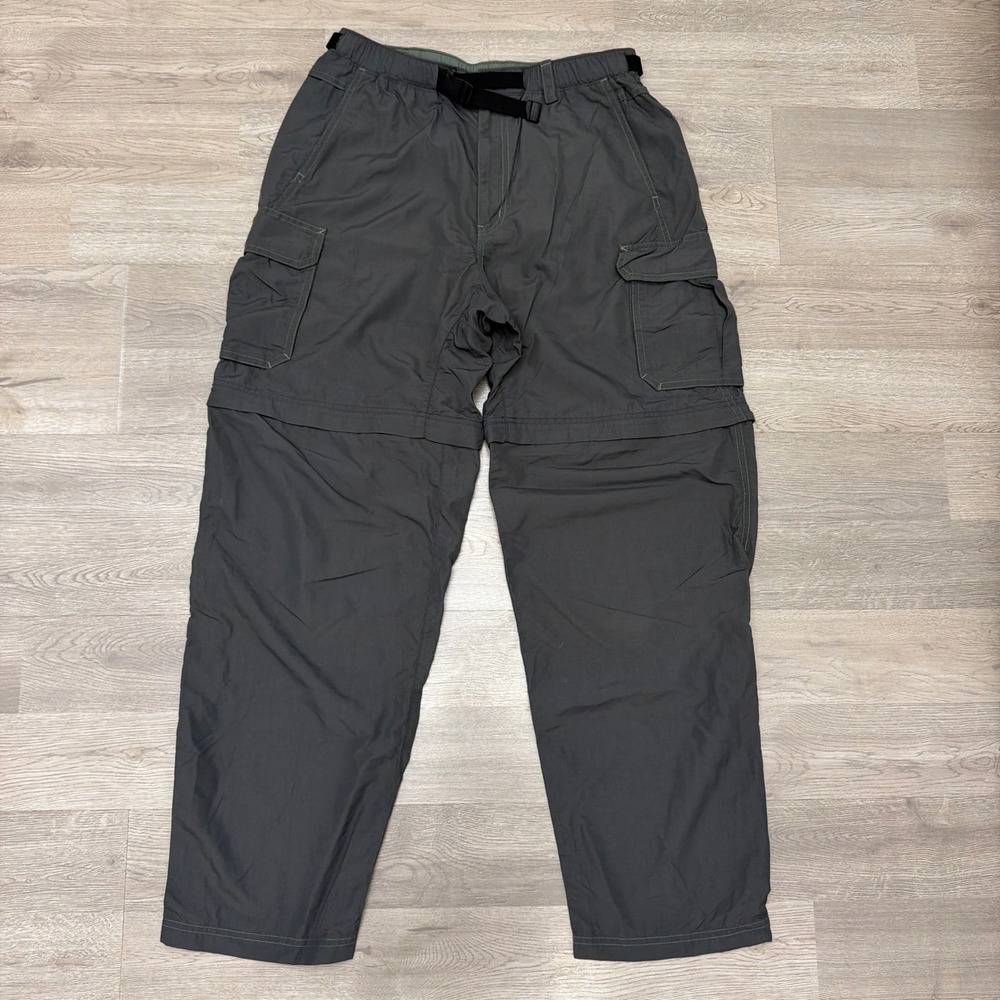 REI Sahara Convertible Pants Mens M 32 Gray UPF 50 Hiking Cargo Zip Off